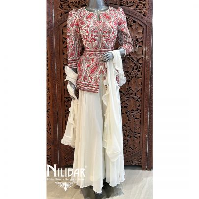 Off White Georgette Indo Western Suit
