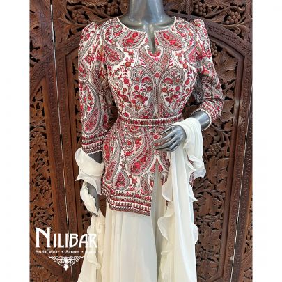 Off White Georgette Indo Western Suit