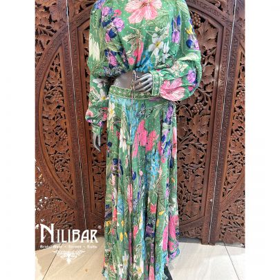 Green Crepe Indo Western Suit