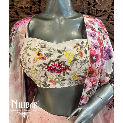 Powder Pink Crepe Indo Western Suit