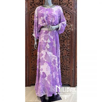 Lilac And White Crepe Indo Western Suit