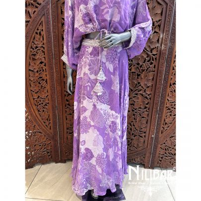 Lilac And White Crepe Indo Western Suit