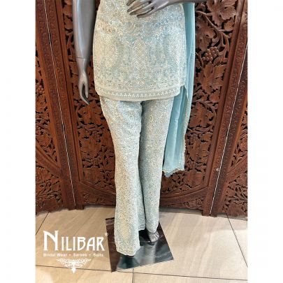 Sky Blue Short top With Bell Bottoms Indo Western