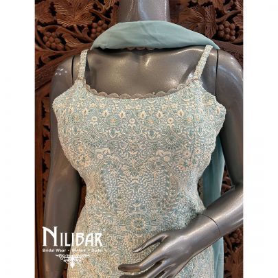 Sky Blue Short top With Bell Bottoms Indo Western