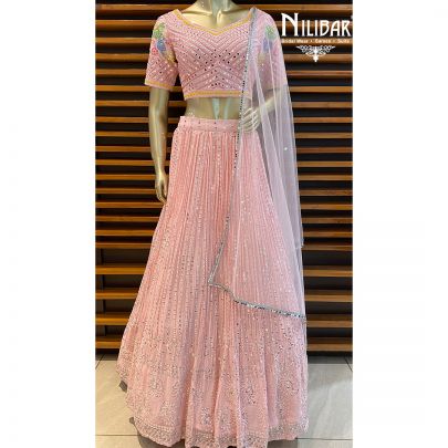 Sand Pink Georgette Lehenga
