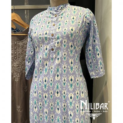 Light Purple Cotton Printed kurti