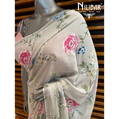 Gray Georgette Saree