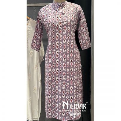 Lilac Cotton Printed kurti