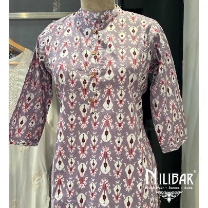 Lilac Cotton Printed kurti