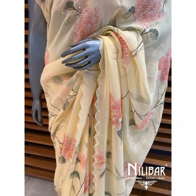 Yellow Georgette Saree