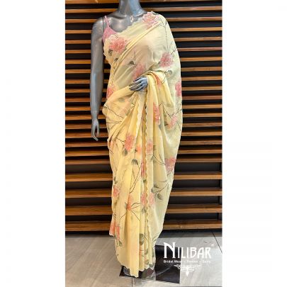 Yellow Georgette Saree