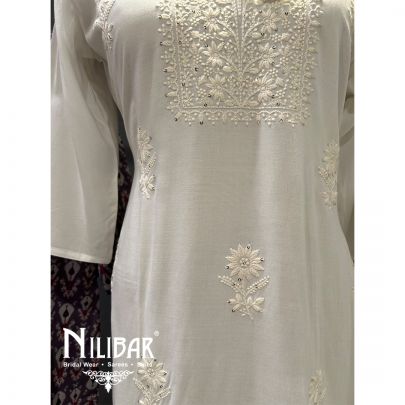 White Cotton Printed kurti
