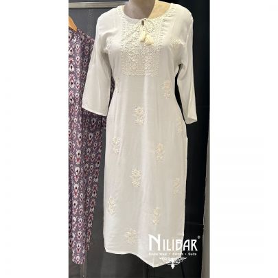 White Cotton Printed kurti