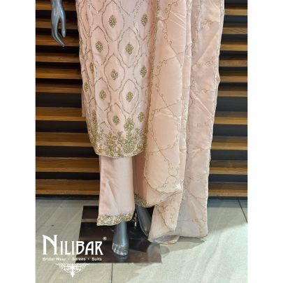 Pink Silk Embroidered Pant Suit