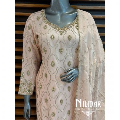Pink Silk Embroidered Pant Suit