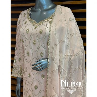 Pink Silk Embroidered Pant Suit
