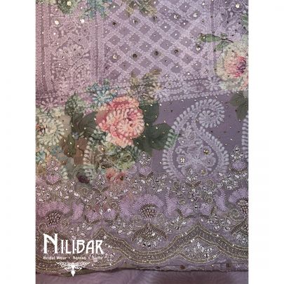 Lilac Organza Lakhnavi Unstitched Suit