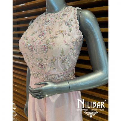 Pink Silk Embroidered Jumpsuit