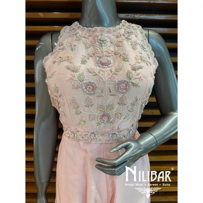 Pink Silk Embroidered Jumpsuit
