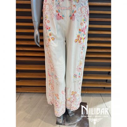 White Silk Embroidered Jumpsuit