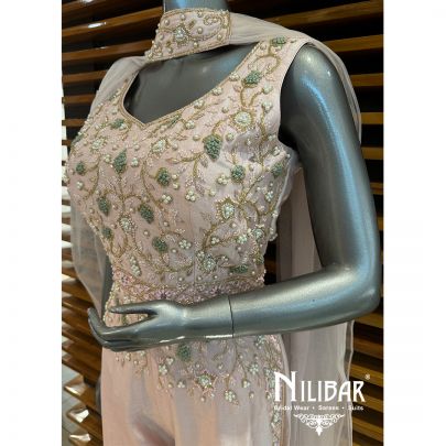 Pink Silk Embroidered Jumpsuit