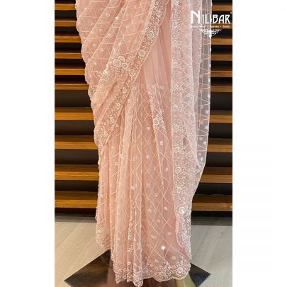 Blush Pink Net Saree