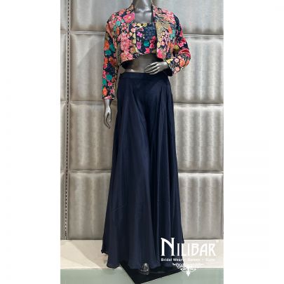Dark Blue Crepe Jacket Style Suit