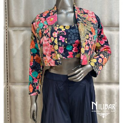 Dark Blue Crepe Jacket Style Suit