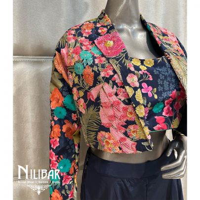 Dark Blue Crepe Jacket Style Suit
