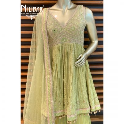 Lime Green Georgette Sharara Suit
