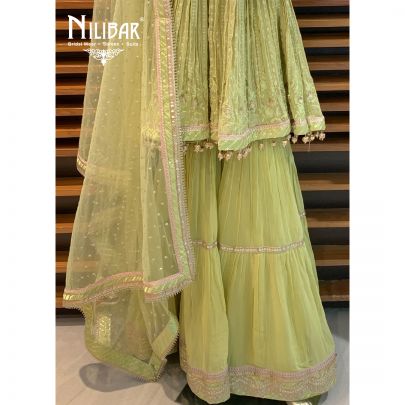 Lime Green Georgette Sharara Suit