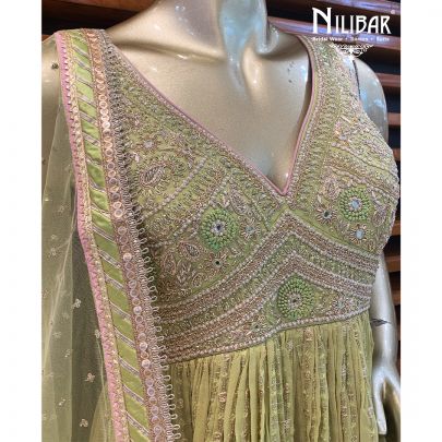 Lime Green Georgette Sharara Suit