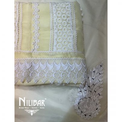 Light Yellow Organza Unstitched Suit