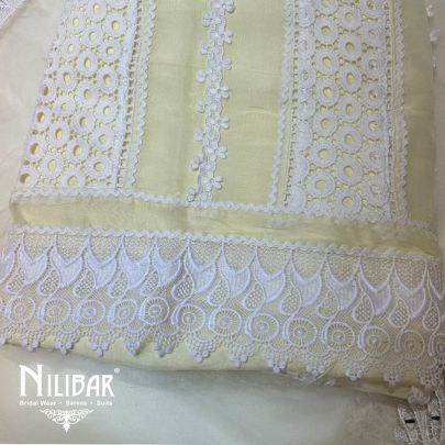 Light Yellow Organza Unstitched Suit