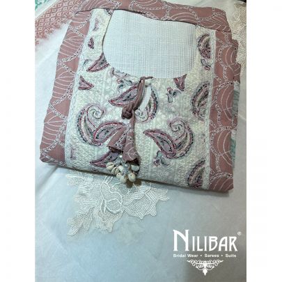 Blush Pink Cotton Unstitched Suit