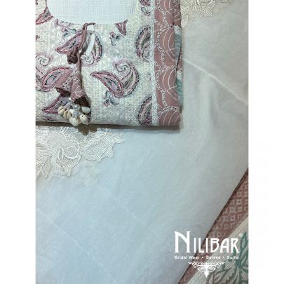 Blush Pink Cotton Unstitched Suit