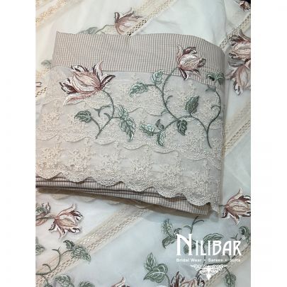 Beige Cotton Unstitched Suit