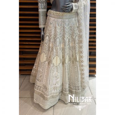 Ivory Net Embroidered Lehenga