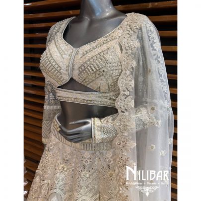 Ivory Net Embroidered Lehenga