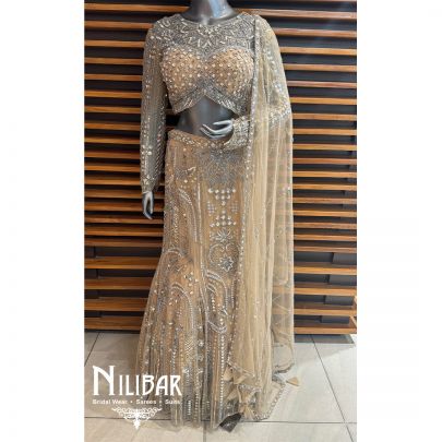 Gold Net Embroidered Lehenga