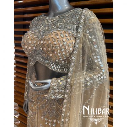 Gold Net Embroidered Lehenga