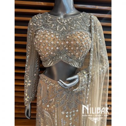 Gold Net Embroidered Lehenga
