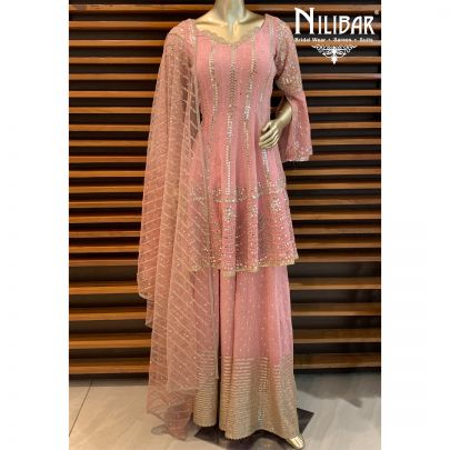 Powder Pink Georgette Palazzo Suit