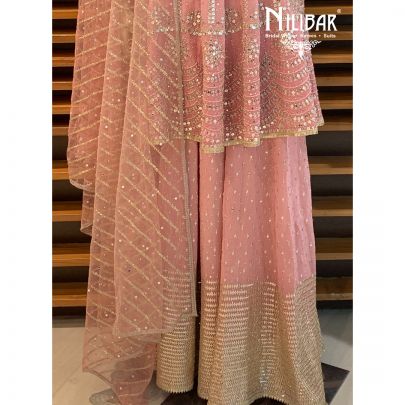 Powder Pink Georgette Palazzo Suit