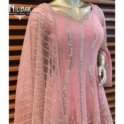 Powder Pink Georgette Palazzo Suit