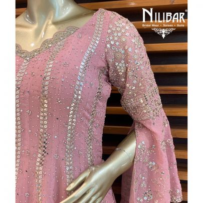 Powder Pink Georgette Palazzo Suit