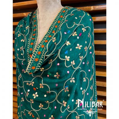 Dark Green Chinon Chiffon Dupatta