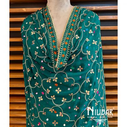 Dark Green Chinon Chiffon Dupatta
