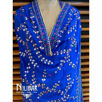 Blue Chinon Chiffon Dupatta