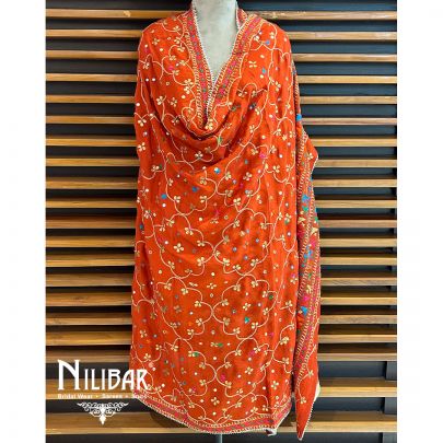 Orange Chinon Chiffon Dupatta
